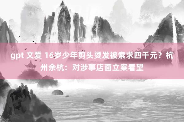 gpt 文爱 16岁少年剪头烫发被索求四千元？杭州余杭：对涉事店面立案看望