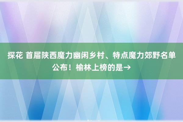 探花 首届陕西魔力幽闲乡村、特点魔力郊野名单公布！榆林上榜的是→