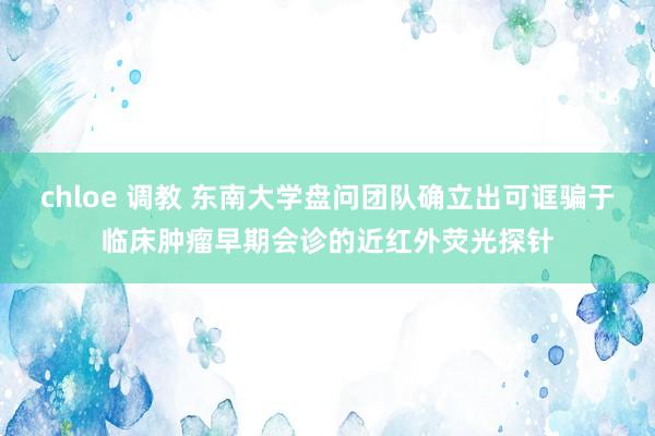 chloe 调教 东南大学盘问团队确立出可诓骗于临床肿瘤早期会诊的近红外荧光探针