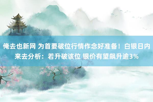 俺去也新网 为首要破位行情作念好准备！白银日内来去分析：若升破该位 银价有望飙升逾3%