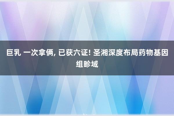 巨乳 一次拿俩， 已获六证! 圣湘深度布局药物基因组畛域