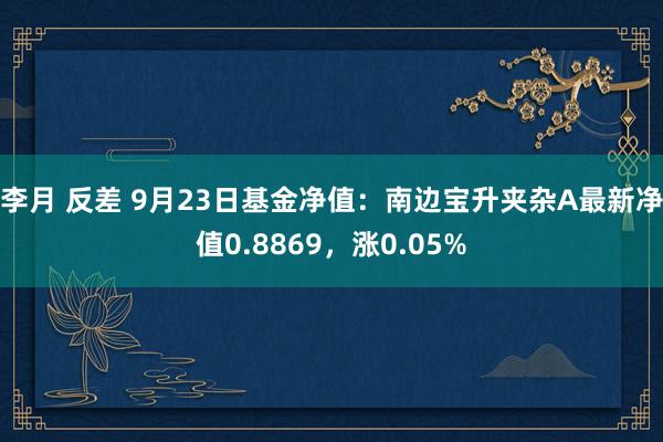 李月 反差 9月23日基金净值：南边宝升夹杂A最新净值0.8869，涨0.05%