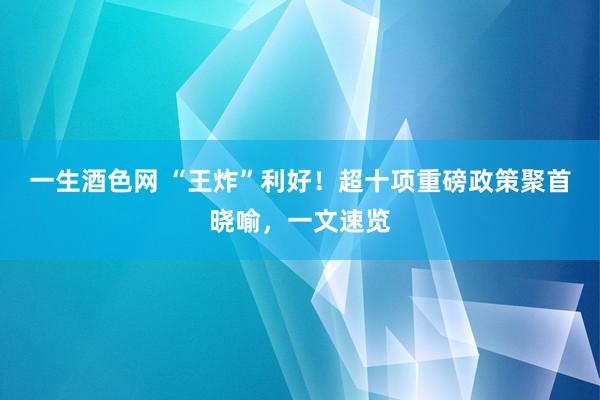 一生酒色网 “王炸”利好！超十项重磅政策聚首晓喻，一文速览