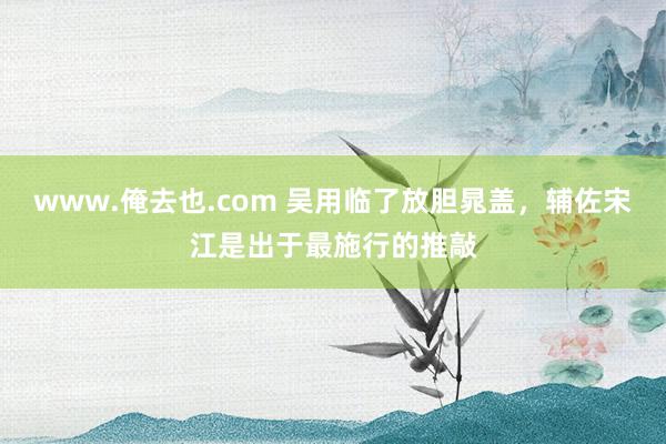 www.俺去也.com 吴用临了放胆晁盖，辅佐宋江是出于最施行的推敲