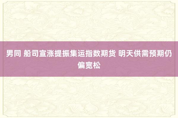 男同 船司宣涨提振集运指数期货 明天供需预期仍偏宽松