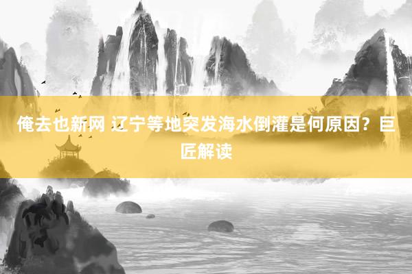 俺去也新网 辽宁等地突发海水倒灌是何原因？巨匠解读