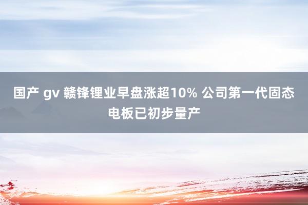 国产 gv 赣锋锂业早盘涨超10% 公司第一代固态电板已初步量产