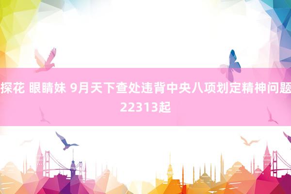 探花 眼睛妹 9月天下查处违背中央八项划定精神问题22313起