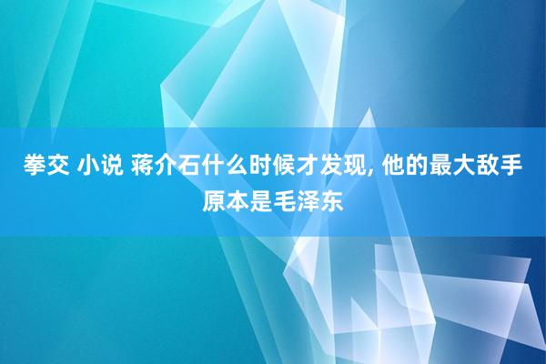 拳交 小说 蒋介石什么时候才发现， 他的最大敌手原本是毛泽东