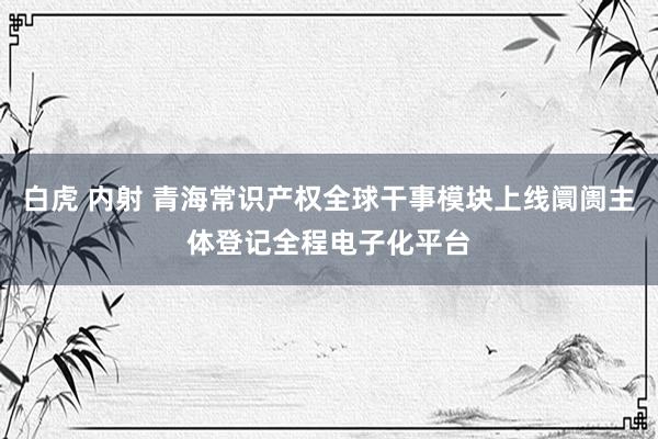 白虎 内射 青海常识产权全球干事模块上线阛阓主体登记全程电子化平台