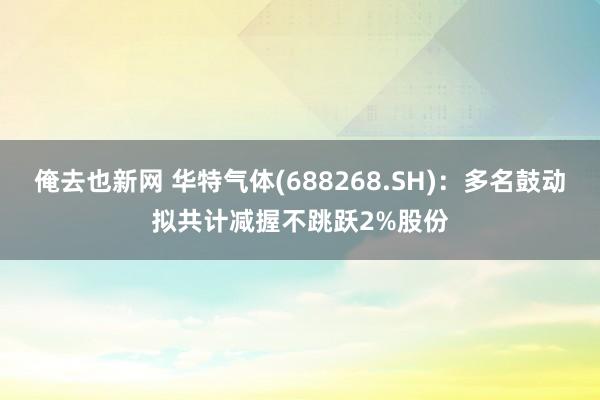 俺去也新网 华特气体(688268.SH)：多名鼓动拟共计减握不跳跃2%股份