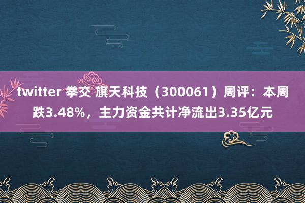 twitter 拳交 旗天科技（300061）周评：本周跌3.48%，主力资金共计净流出3.35亿元