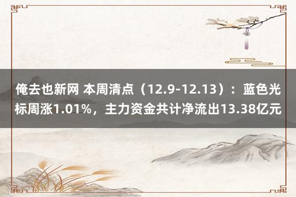 俺去也新网 本周清点（12.9-12.13）：蓝色光标周涨1.01%，主力资金共计净流出13.38亿元