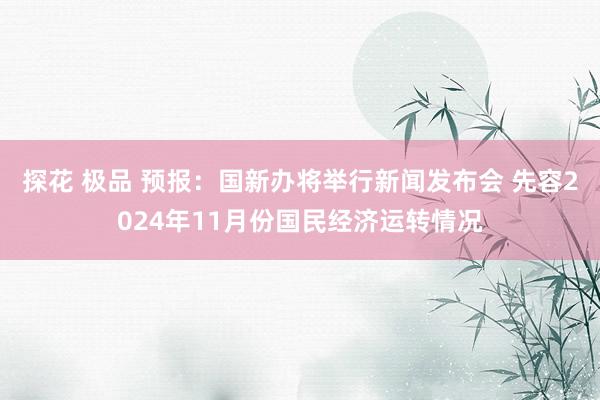 探花 极品 预报：国新办将举行新闻发布会 先容2024年11月份国民经济运转情况