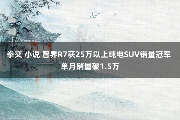 拳交 小说 智界R7获25万以上纯电SUV销量冠军 单月销量破1.5万