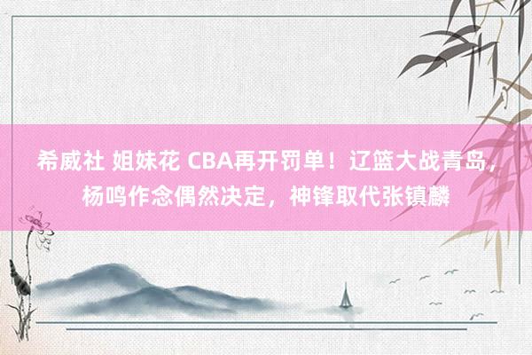 希威社 姐妹花 CBA再开罚单！辽篮大战青岛，杨鸣作念偶然决定，神锋取代张镇麟