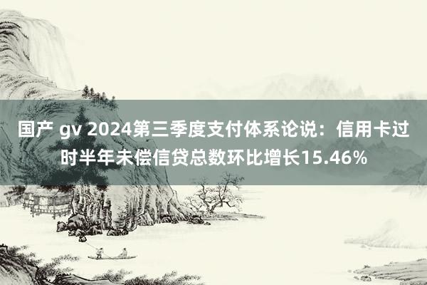 国产 gv 2024第三季度支付体系论说：信用卡过时半年未偿信贷总数环比增长15.46%