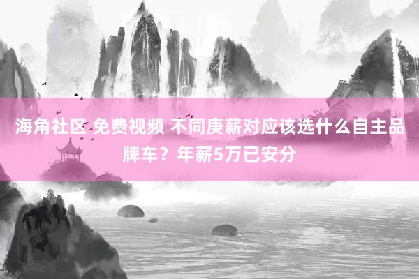 海角社区 免费视频 不同庚薪对应该选什么自主品牌车？年薪5万已安分